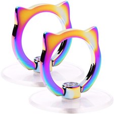 Transparent Cat-Shaped Phone Ring Holder Kickstand Compatible with Most Devices