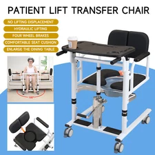 Patient Lift Transfer Chair, Bathroom Wheelchair w/180° Split Seat and Potty Uxe