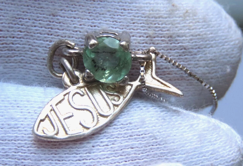 Collana con smeraldo colombiano - argento 925 JESUS - Immagine 2 di 4