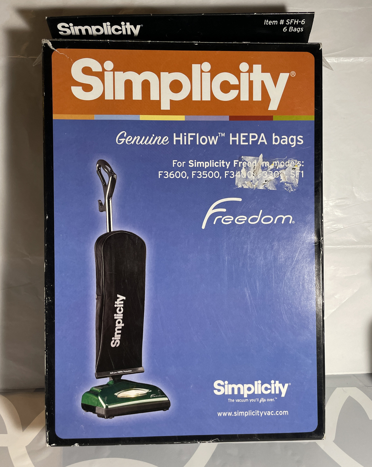 Simplicity Genuine Hiflow HEPA bags type F Freedom models 5 bags F3300