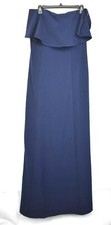 Show Me Your MuMu Womens Blue Strapless Monaco Ruffle Mermaid Long Gown  L