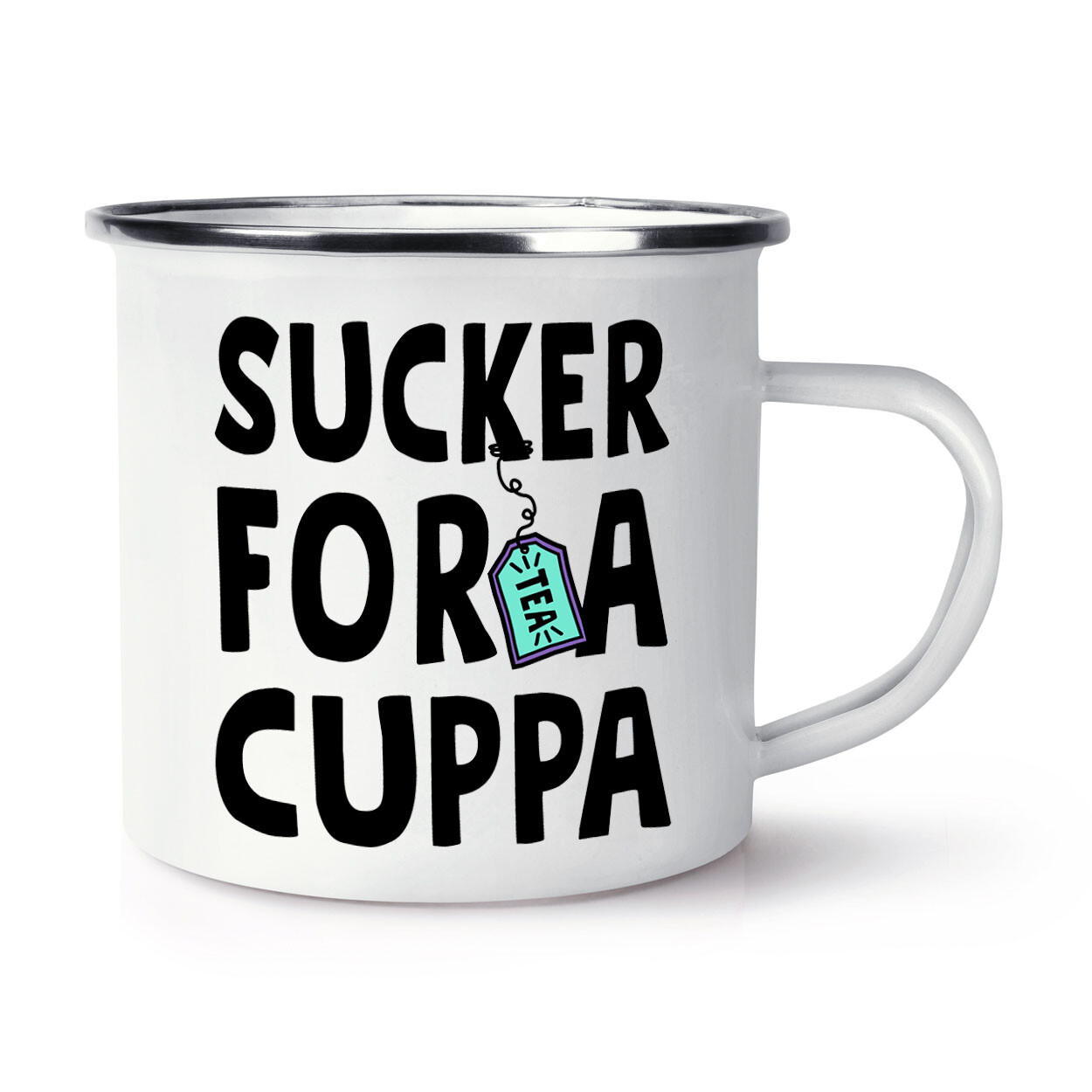 Sucker For A Cuppa Enamel Mug Cup Tea Coffee Fathers Day Mothers Funny Gift Joke