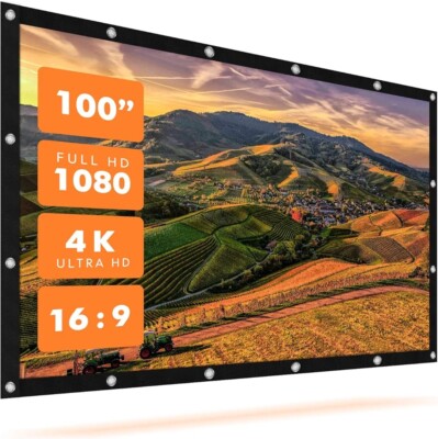100'' Projector Screen 16:9  4K HD Projector Movies Screen for Home Theater