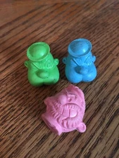 Popeye + Brutus Rubber Pencil Eraser Topper Heads 1980 KFS 3x Unused
