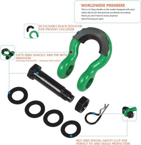 Shackles 3/4 Inch DRing Shackle 45,000lb Break Strength Isolator and Washer Kit - Picture 10 of 14