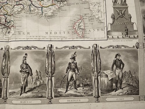 Mapa 1838 Carta Francia Físico Administrativo Napoleón Emperador y Todos los Comandantes - Imagen 10 de 16