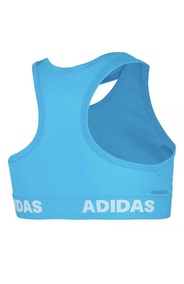 NWT Adidas Girls Blue Clima Cool Gym Sports Bra Youth Size L (14) - Image 2 of 4