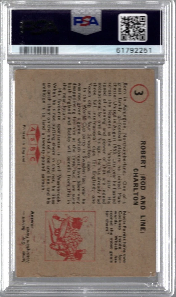 Robert Charlton 1958 A&BC Footballers #3 RC PSA 3 Foto 2 de 2