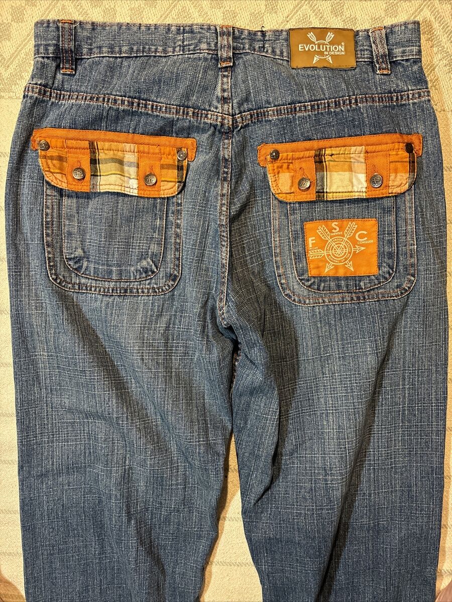 VTG Evolution In Design Baggy Skater Y2k Jeans Denim Grunge VTG Evolution In Design Baggy Skater Y2k Jeans Denim Grunge