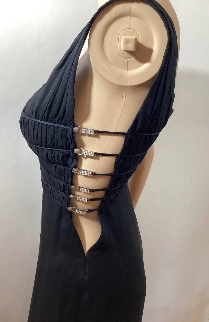 ABITO GIANNI VERSACE F W 1998 GIANNI VERSACE PASSERELLA LATERALE APERTA TAGLIA 4 PINNA RARA