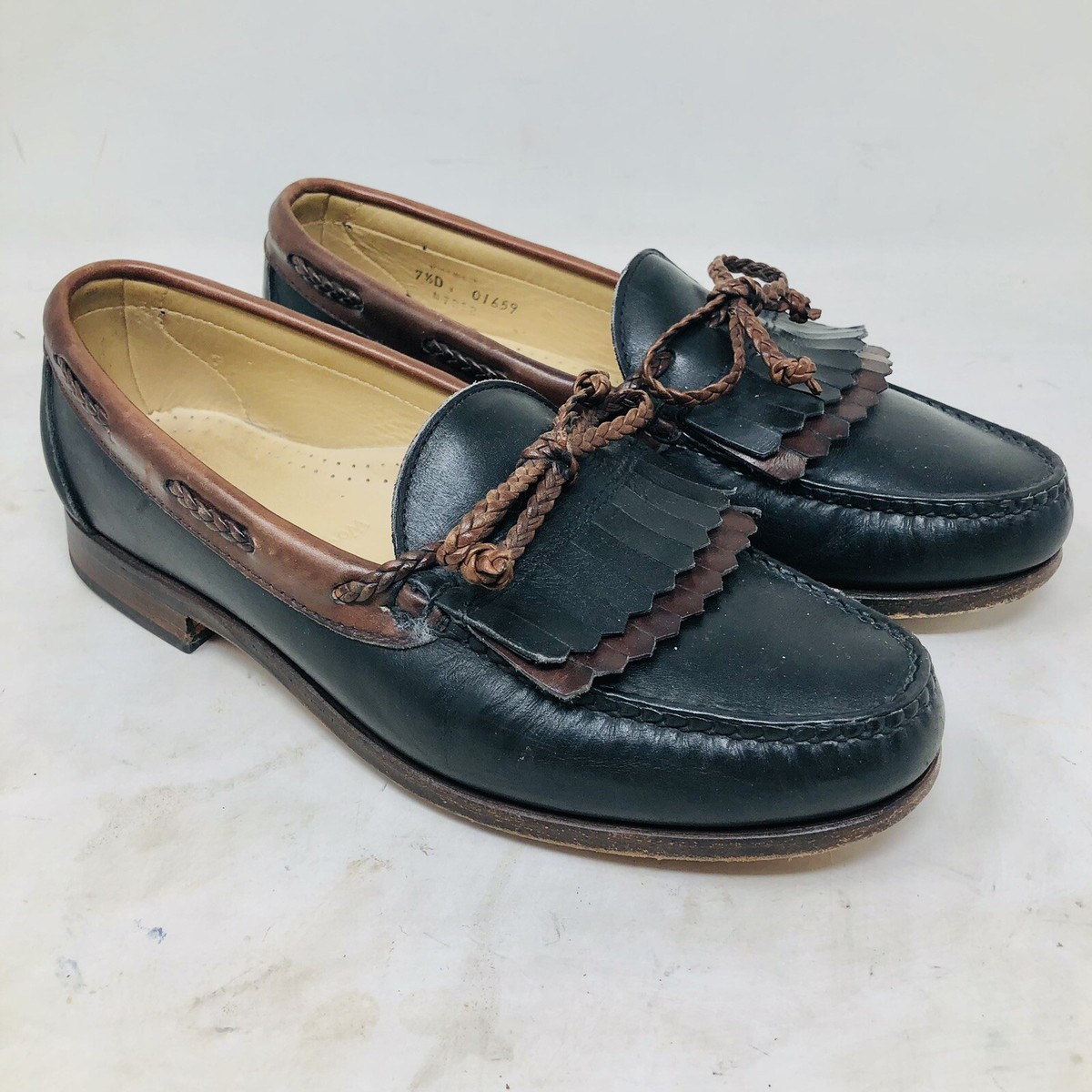 Allen Edmonds Loafers Mens 8.5 Brown Black Leather Woodstock Tassels Shoes Allen Edmonds Woodstock Brown Tassel Leather Loafers Mens Sz  main image 3