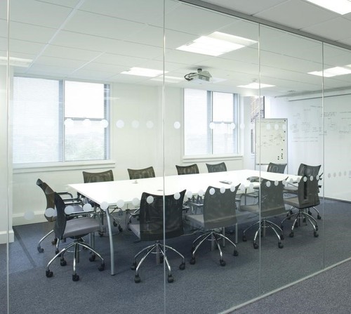 Floor To Ceiling Glass Partitions Modern Office Bathroom