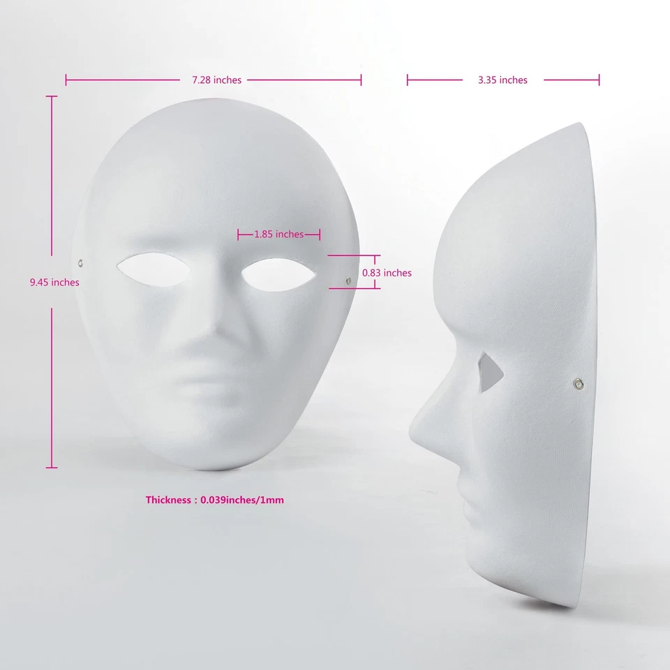 10 Stück DIY Weiße Papier Maske aus Pappe zum Bemalen Weiße Maskerade-Masken ... - Bild 3 von 4