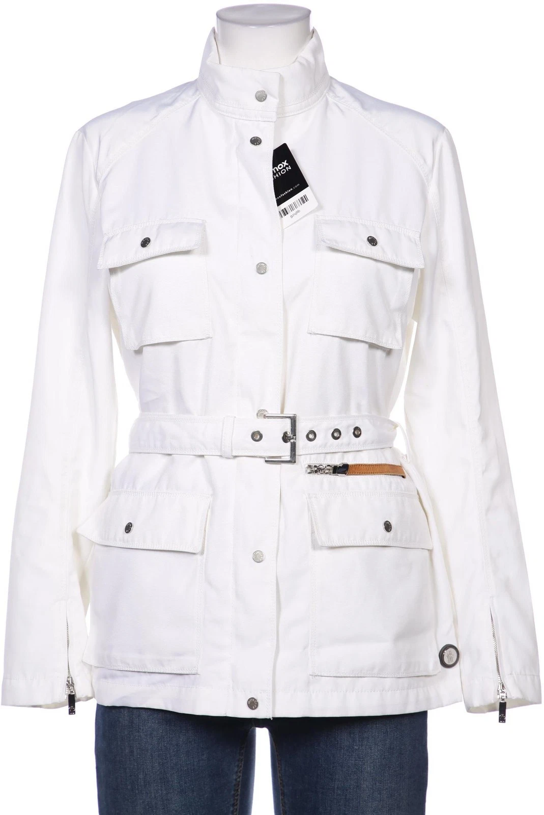 Moncler giacca donna giacca anorak jacket cappotto corto taglia M pelle crema bianca #gzvjllb