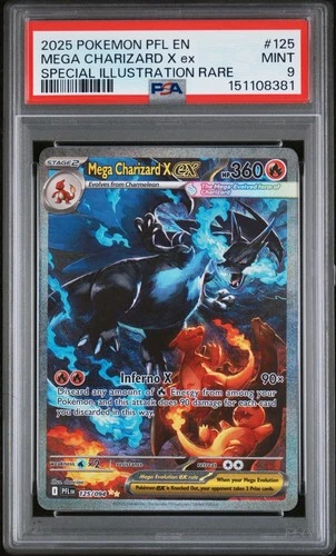 2025 POKEMON PFL SPECIAL ILLUSTRATION RARE #125 MEGA CHARIZARD X EX PSA 9