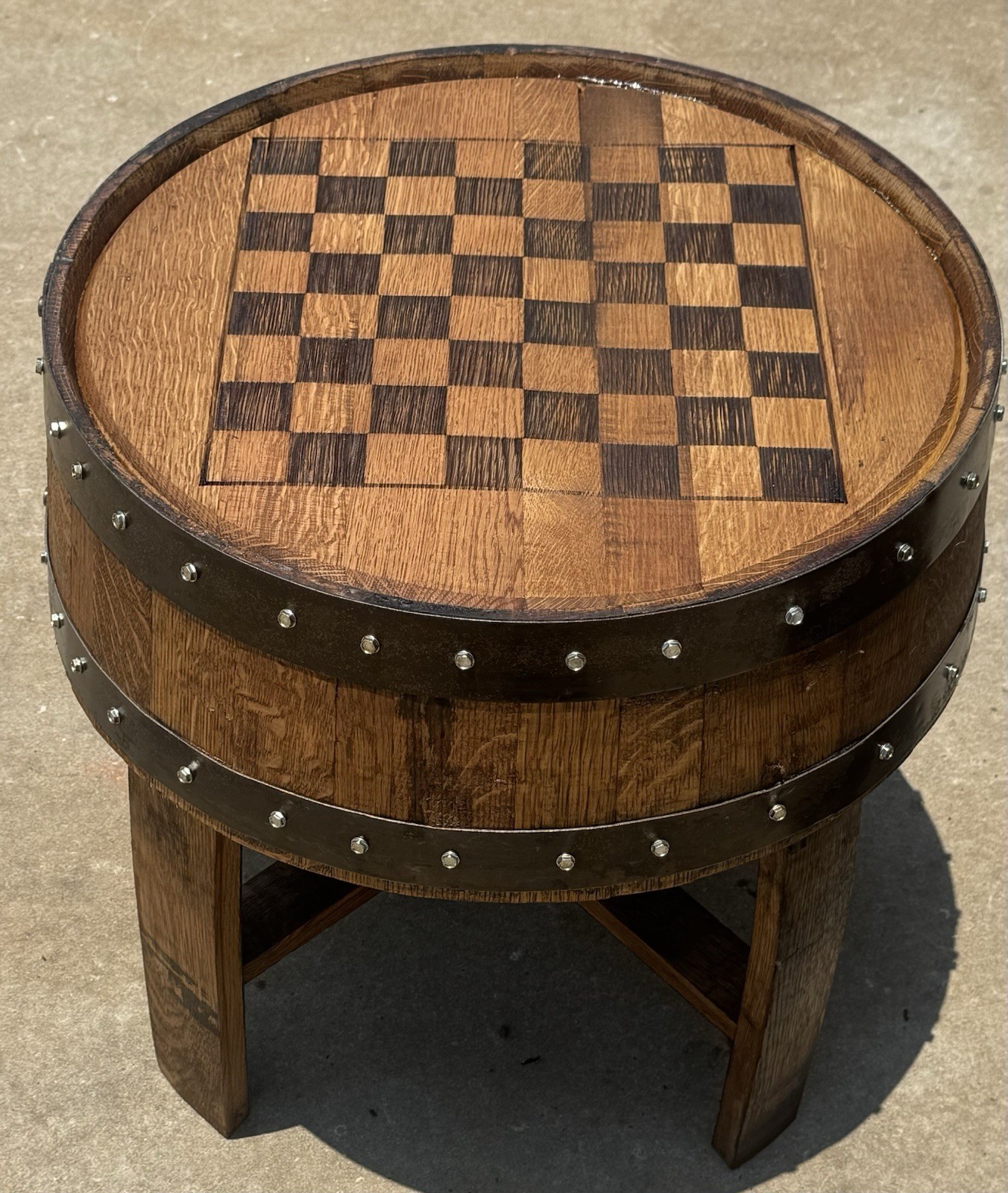 Checker Board Barrel Head Side Table | eBay