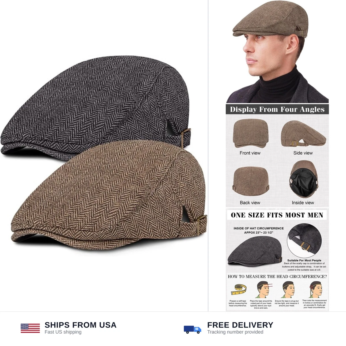 Black Newsboy Caps for Men for Sale - eBay