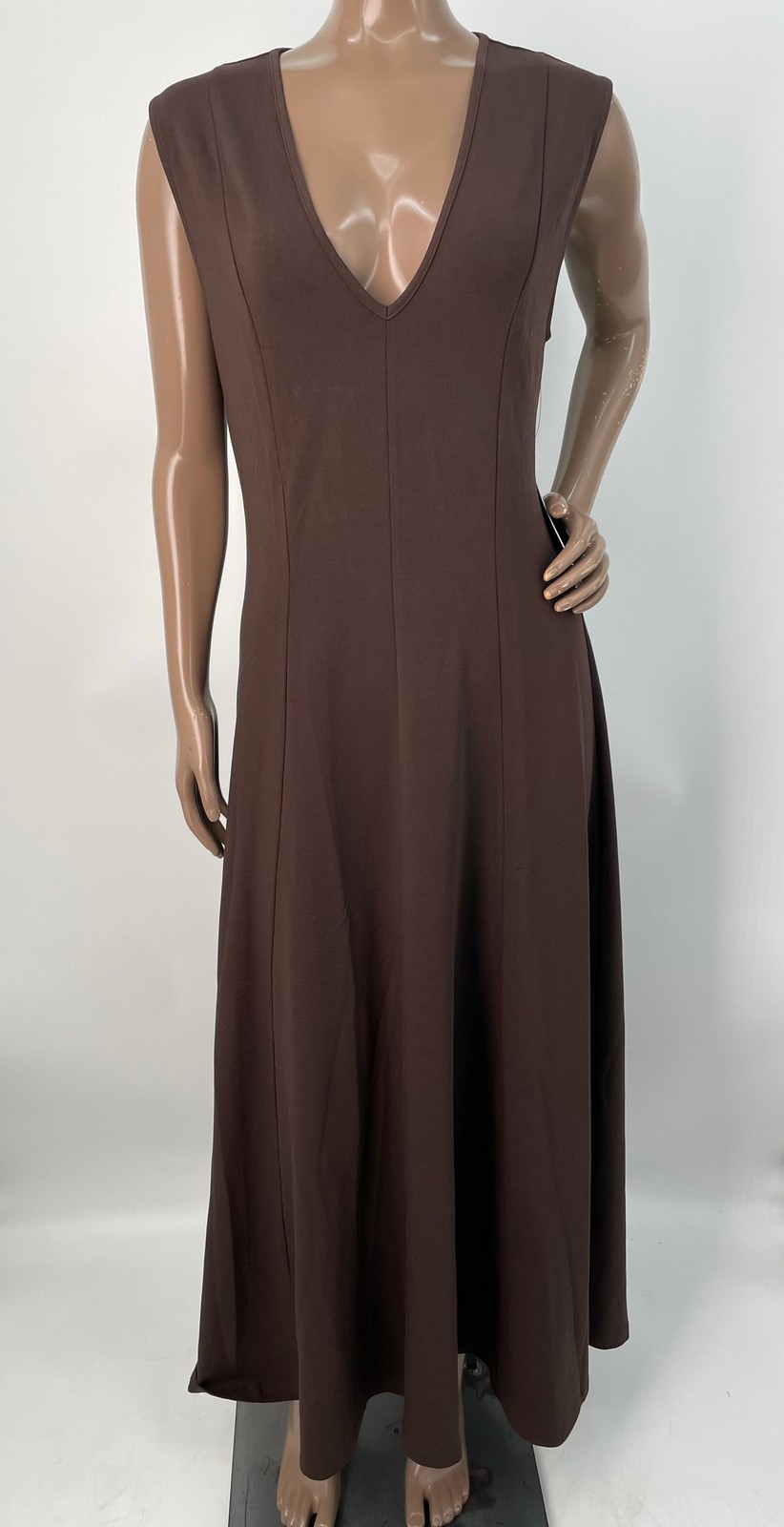 Tuckernuck Womens Maxi Dress Espresso Brown Size M Cotton Jersey Agnes V-Neck