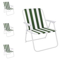 Campingstuhl GrüN/Weiß Gestreift 4Er Set Klappstuhl Anglerstuhl Faltstuhl