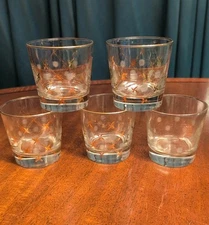 Vintage Whiskey Glasses Libbey Glass MCM Double Old Fashion XOXO Set Of 5