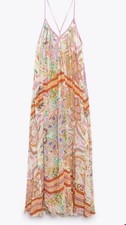 ZARA NEW WOMAN OVERSIZED LONG PRINTED DRESS XS MULTICOLORED 7646/022
