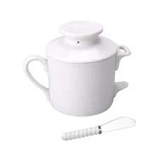 French Ceramic Butter Keeper Crock with Water Seal - Butter Dish for Countert...
