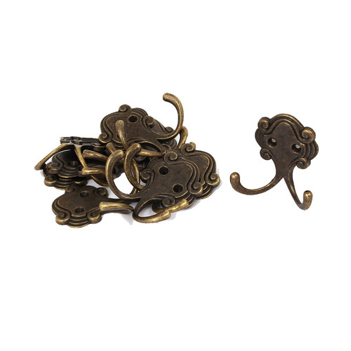 55mm x 53mm Vintage Style Wall Mounted Clothes Hat Double Hook Hanger 10PCS - Bild 1 von 4