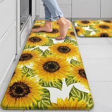 Sunflower Kitchen Mats for Floor Set of 2 - Anti Fatigue Mats for Kitchen Flo...