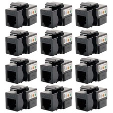 12x Cat3 RJ11 RJ12 Telephone Phone Line Keystone Jack 110 Punch Down 6P6C Black
