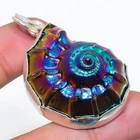 Titanium Ammonite Shell Gemstone Handmade 925 Sterling Silver Pendant 2.13" u218
