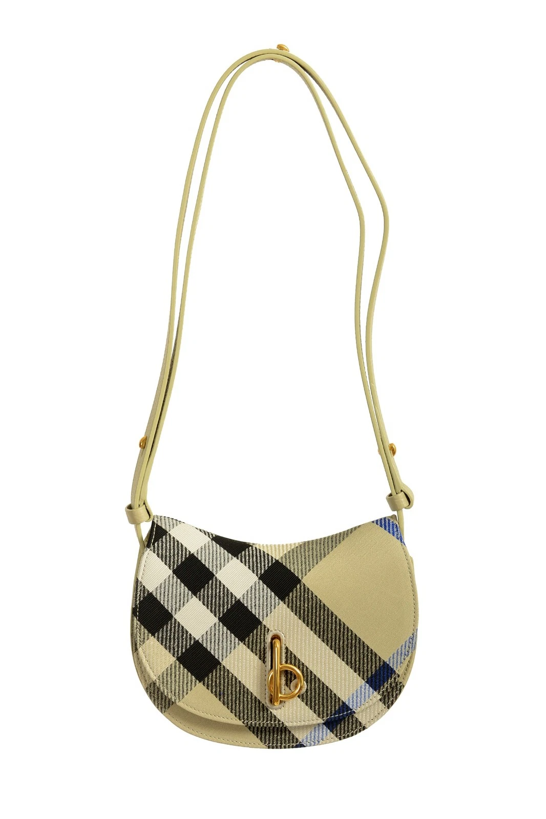 Burberry — Burberry "Mn Rocking Horse" Leather & Canvas Black Plaid Handbag Shoulder Bag