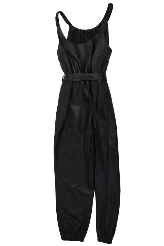 Комбинезон Zara детский для девочек искусственная кожа подпоясанный черный размер 11-12 - Изображение 2 из 3