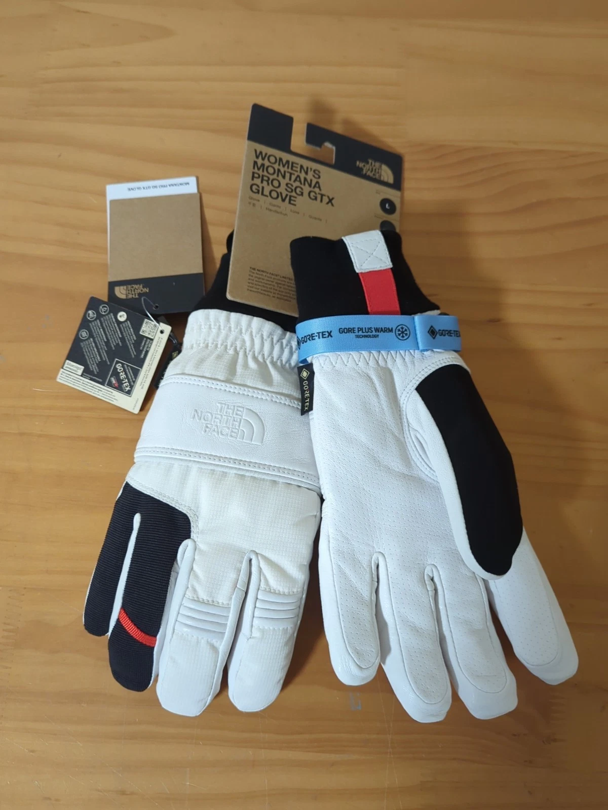 New THE NORTH FACE Women's Montana Pro Ski Gloves Size L Gardenia White Warmest