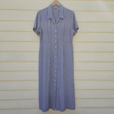 Vintage Eddie Bauer Maxi Dress Womens 14 Button Down Cottage Prairie Gingham