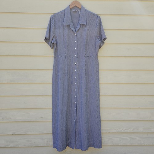 Vintage Eddie Bauer Maxi Dress Womens 14 Button Down Cottage Prairie Gingham