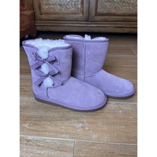 Koolaburra by UGG Victoria Purple Suede Bow Boots Girls Size 4