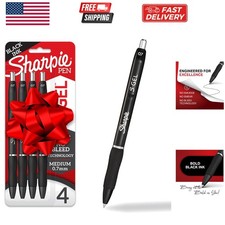 S-Gel Pens, Medium Point 0.7mm, Black Ink, 4 Count - Ideal for Writing, Journ...