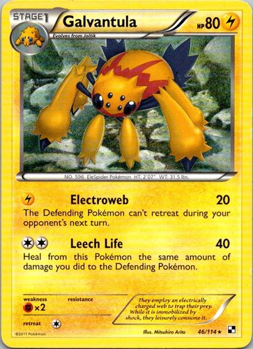 Galvantula 46/114 Rare Black & White Pokemon Lightly Played