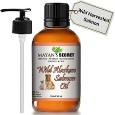 Wild Alaskan Salmon Oil for Dogs Cats 100 Pure Natural 4oz-Mayan's Secret