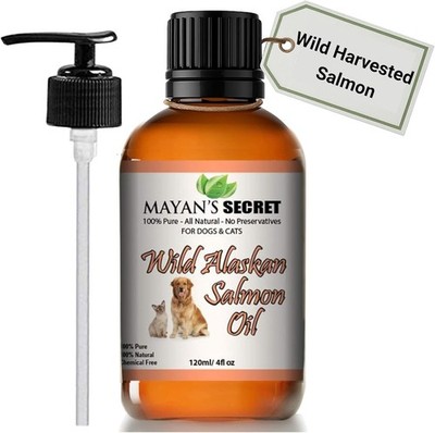 Wild Alaskan Salmon Oil for Dogs & Cats 100% Pure Natural 4oz-Mayan's Secret