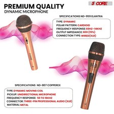 5 Core Dynamic Neodymium Microphone &ndash; Cardioid XLR Vocal Mic with 3m Cable, Meta