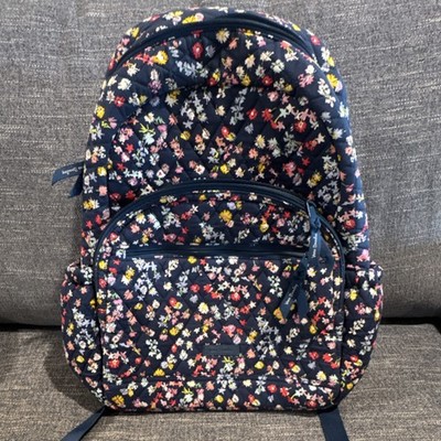 Vera Bradley Quilted Floral Print Backpack Navy Multicolor Travel Vera Bradley Cotton Backpacks for sale | eBay main image 4
