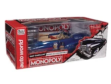 AUTO WORLD MONOPOLY 1947 CADILLAC CONVERTIBLE WITH FIGURE 1:18 DIE-CAST 2024