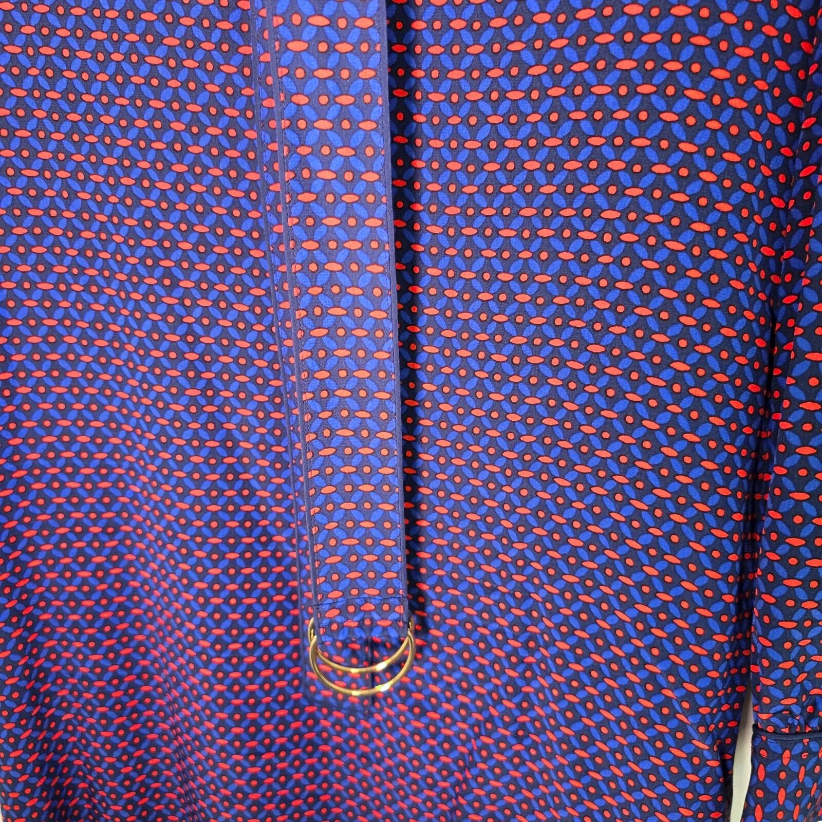 Abito Camicia Tory Burch Seta Rylie Navy Sea Ocho Rios Cintura Taglia 2