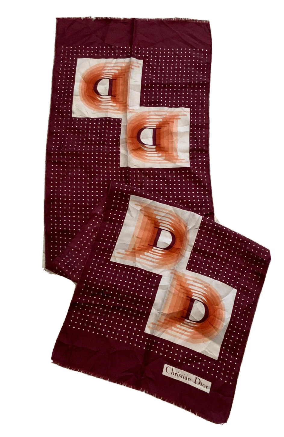 Écharpe en soie logo Christian Dior Red Polka Dot 50'/ 14,5