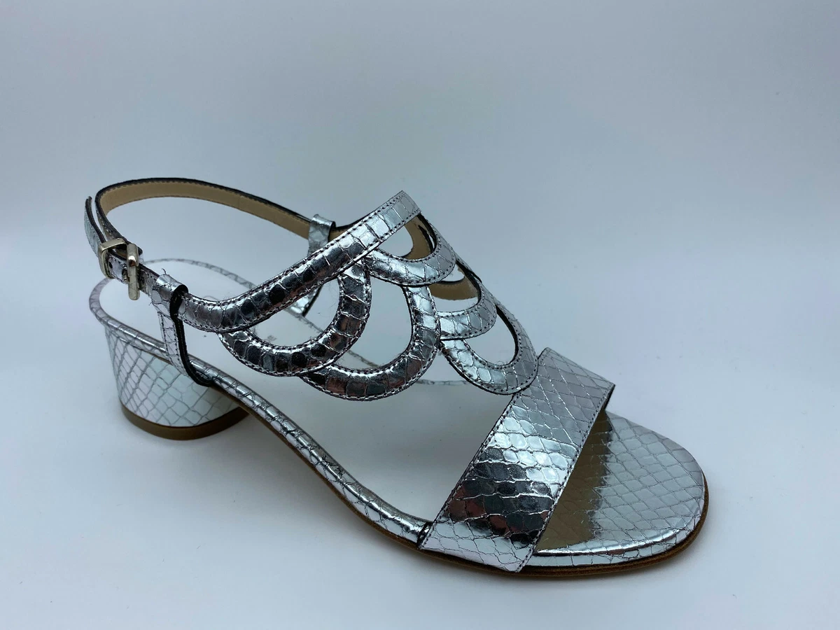 Le Gazzelle 546 Leather Silver Heel 5cm Made in Italy Sandals 149 30