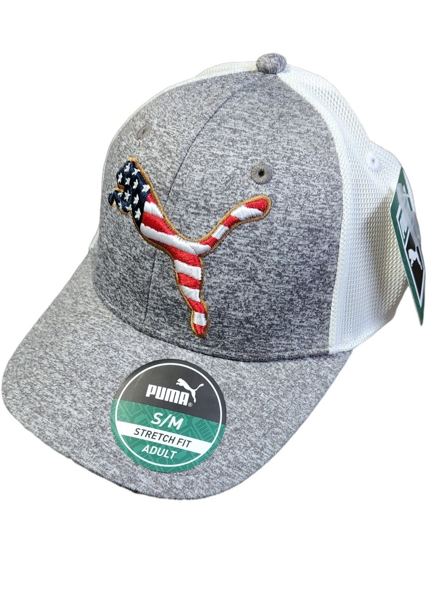 Puma Golf Pars Stripes USA Star Hat Grey Cap 3D Embroidery