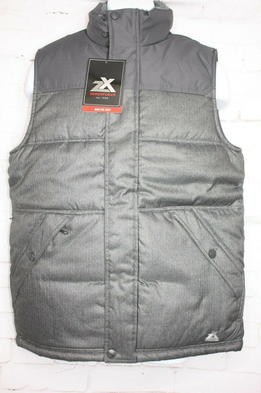New Zeroxposur Mens Quilted Vest Size Small Water Wind Resistant Insulated Gray