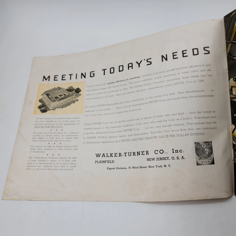 Driver Engineered 1938 Power Tools Sales Catalog G8. Plainfield NJ. - Image 3 of 4