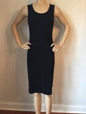 NWT St John knit dress size 8 Navy Santana sheath knit wool rayon